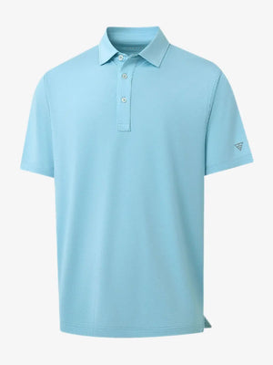 3D rendering of LIGHT BLUE 4 Way Stretch Jacquard Polo highlighting fabric structure and stretch weave