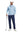 Front upper body view of model holding a golf club in light blue two tone pique cotton blend q-zip