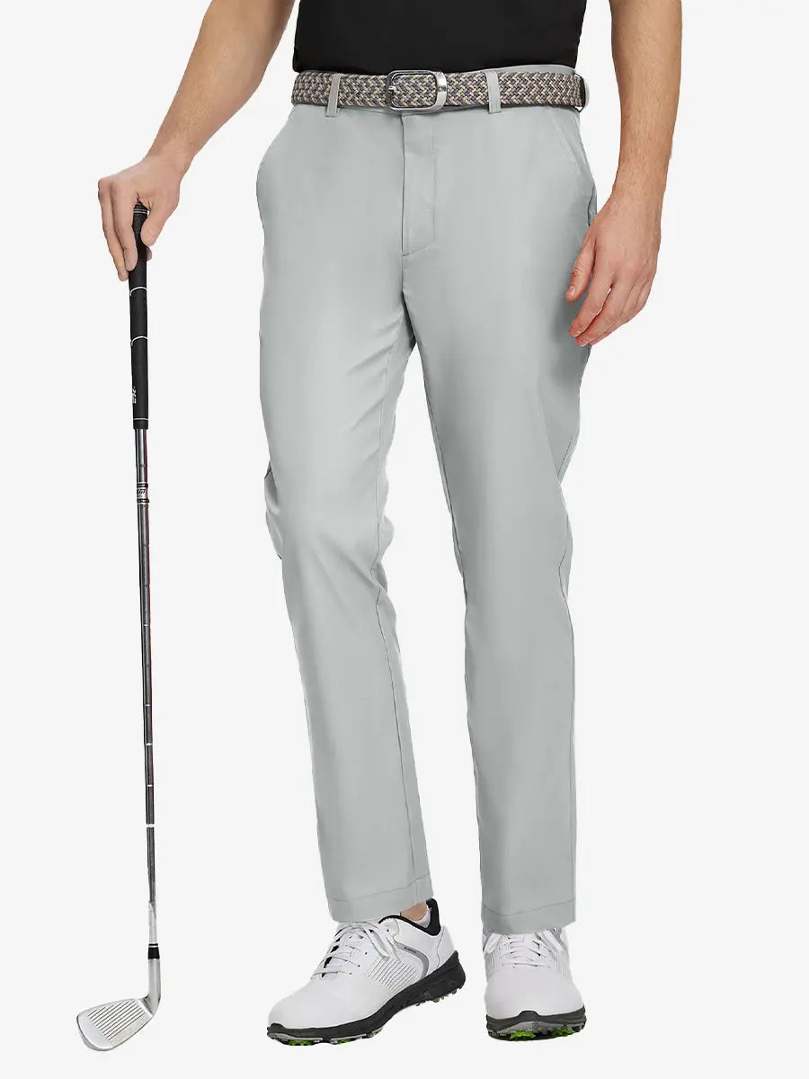 GLACIER GREY Water Resistant Everyday Pants front view, model's lower body holding a golf club