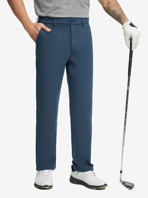 NAVY Water-Resistant Fleece Lined Pants, male model front lower body holding golf club in right hand