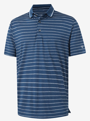 Non-Curl Ribbed Collar Striped Polo Shirts