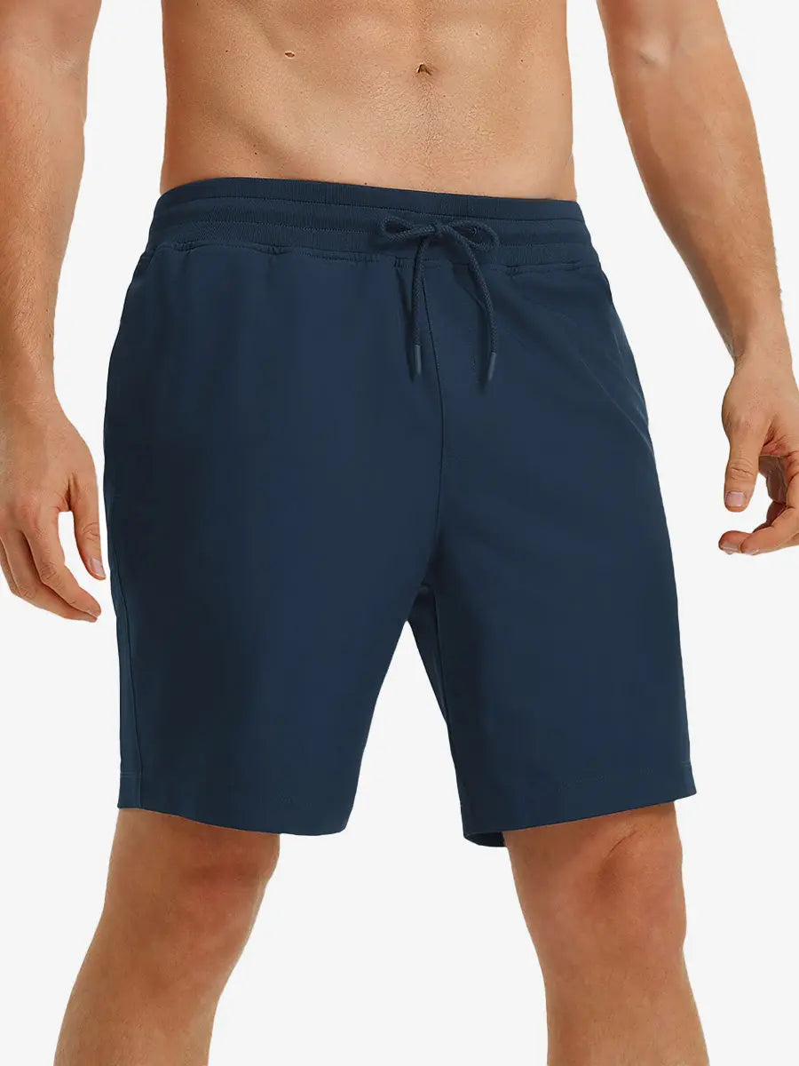 NAVY 7 Inch Performance Active Shorts front view on model