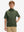 Front waist-up shot of model wearing military green water-resistant short sleeve q-zip hoodie for boys