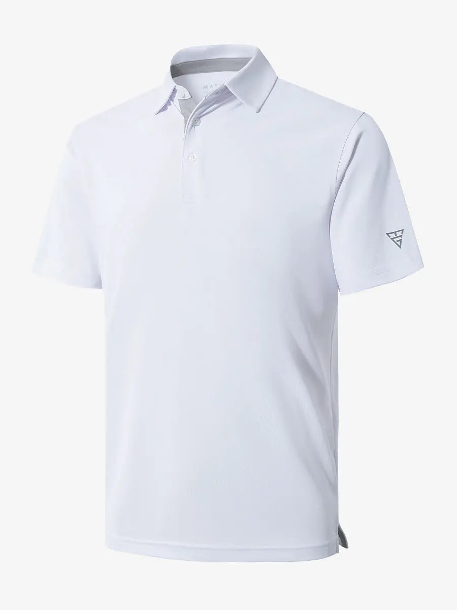 3D view showcasing WHITE Ventilated Pique Performance Polo design