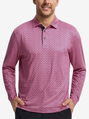 Lightweight Print Long Sleeve Polo