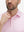 Front view from nose to chest of model wearing the pink wine glass 4 way stretch print collared polo shirt, showcasing the upper fit