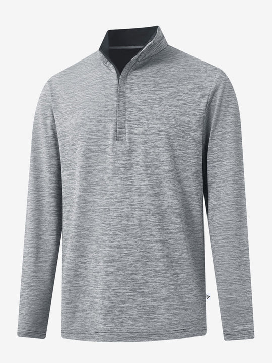 Heather Pinstripe Brushed Dry Fit Quarter Zip Pullover