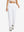 Model with hand in pocket wearing lightweight women's stretchy joggers sweatpants in white.