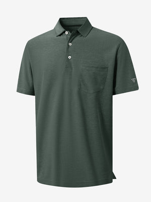 Moisture Wicking Heather Chest Pocket Golf Shirts