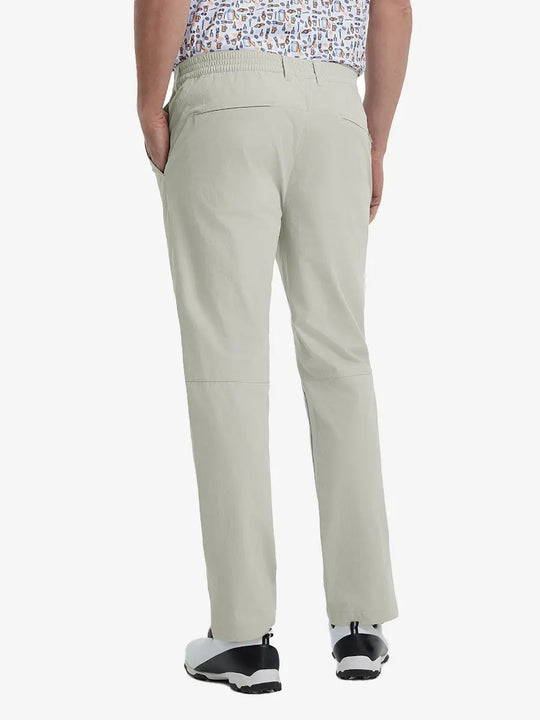 Rear lower leg view of Performance Water Resistant Pants in LIGHT KHAKI，showing fabric texture and fit.