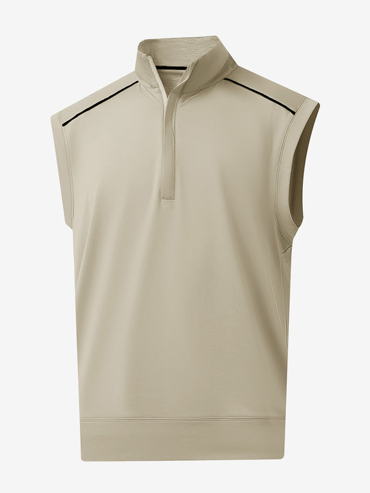 Stretch Solid Fleece Quarter-Zip Vest