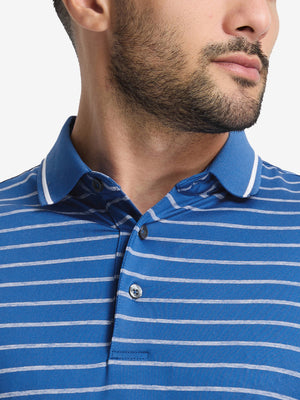 Non-Curl Ribbed Collar Striped Polo Shirts