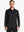 Front half-body view of model wearing BLACK Long Sleeve Solid Jersey Polo