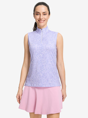 Women's Sleeveless Q-Zip Print Golf Shirts