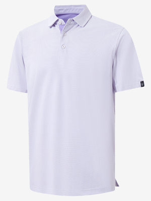 3d rendering of the lavender feather weight jacquard polo shirts, displaying the texture and silhouette clearly