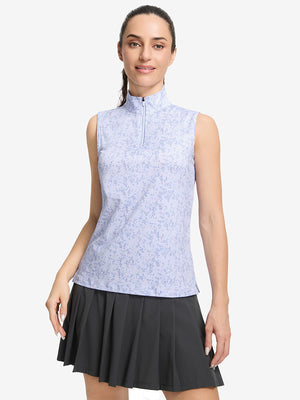 Women's Sleeveless Q-Zip Print Golf Shirts