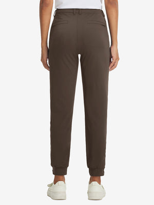 Back view of Women's Ultra-stretch Quick Dry Sweatpants with Ankle Zips in coffee brown
