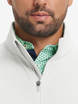 Ultra-Soft Brushed Fleece Lining Quarter Zip Sweatshirt in cream, close-up front view