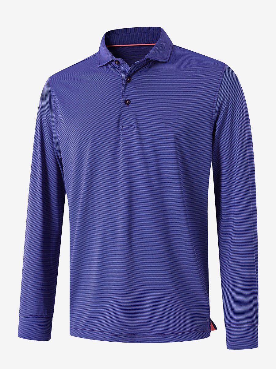 Long Sleeve Pinstripe Jersey Polo