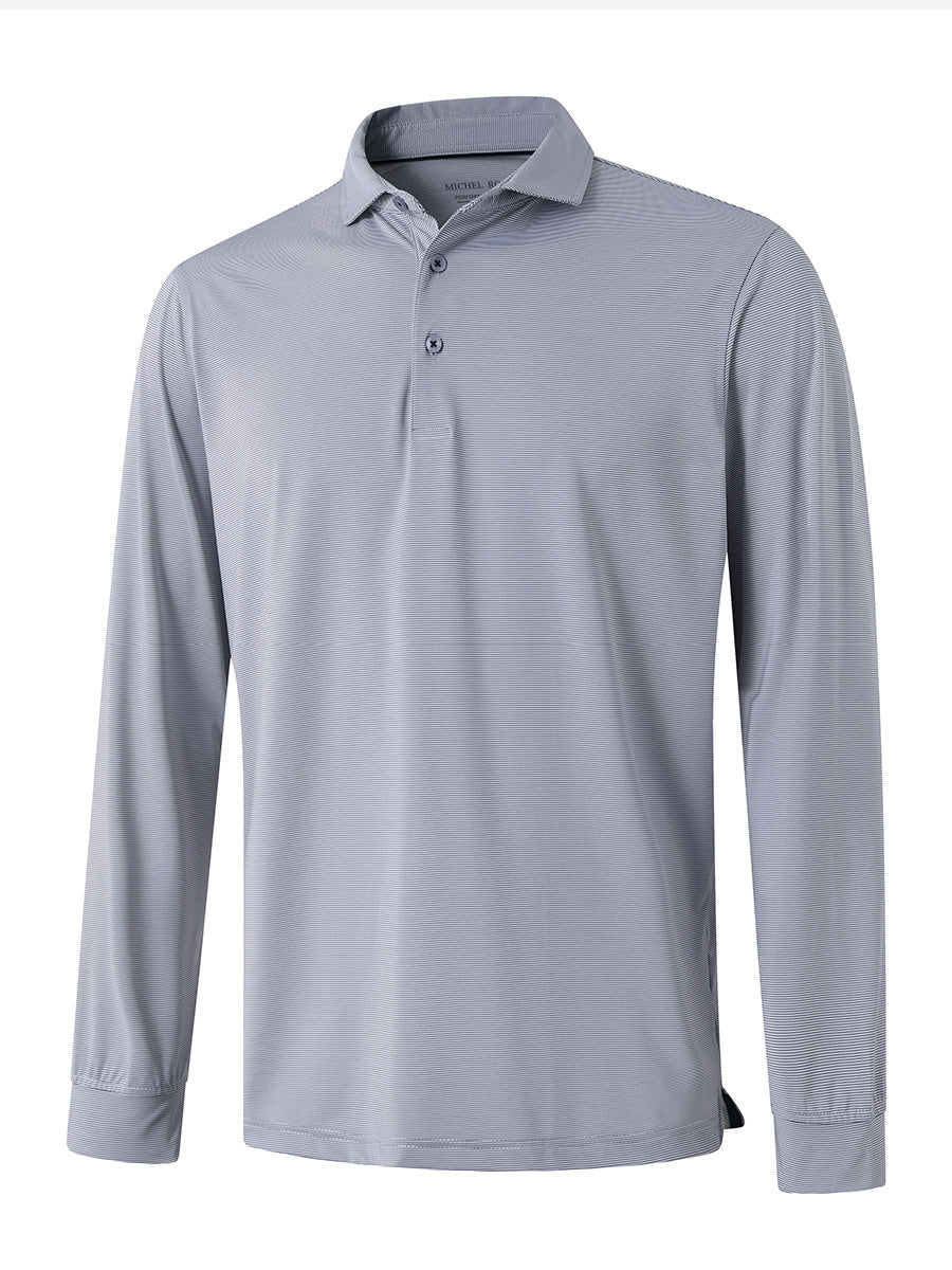 Long Sleeve Pinstripe Jersey Polo
