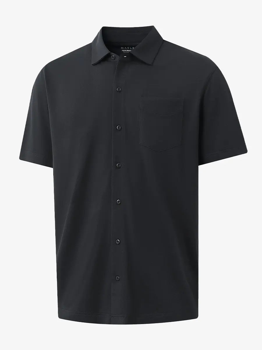 3D rendering of BLACK Cotton Blend Plain Shirt.