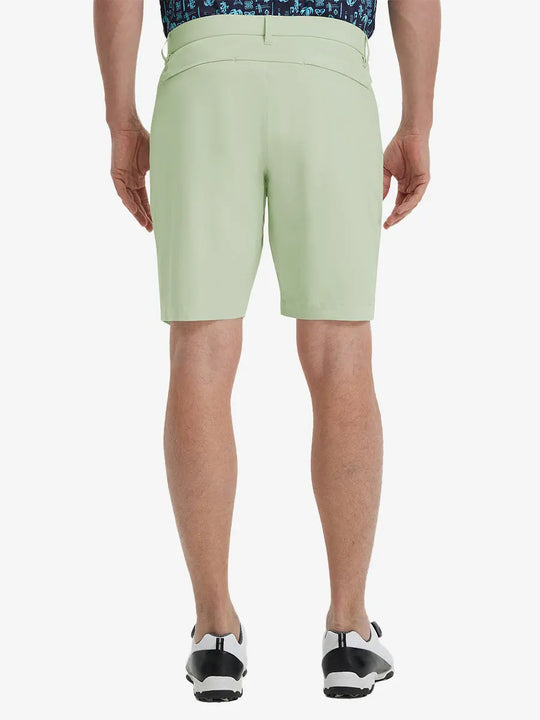 Back view of Player Fit Versatile Solid Shorts 9 Inch, showing tailored fit and clean lines – LIGHT GREEN