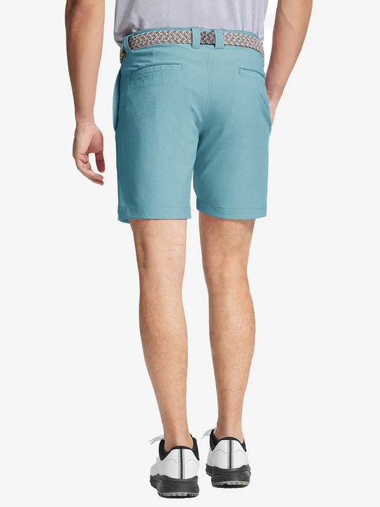 BLUE LIGHT Heather Performance Golf Shorts back view, model's lower body with hands in pockets