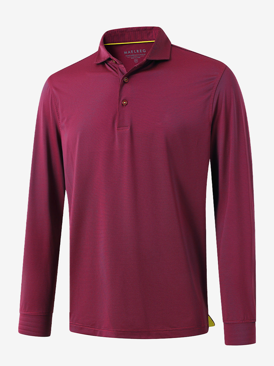 Long Sleeve Pinstripe Jersey Polo