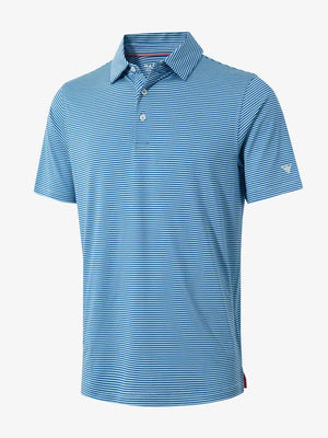 Performance Cooling Polo – 3D product view in Aqua Stripe for kids