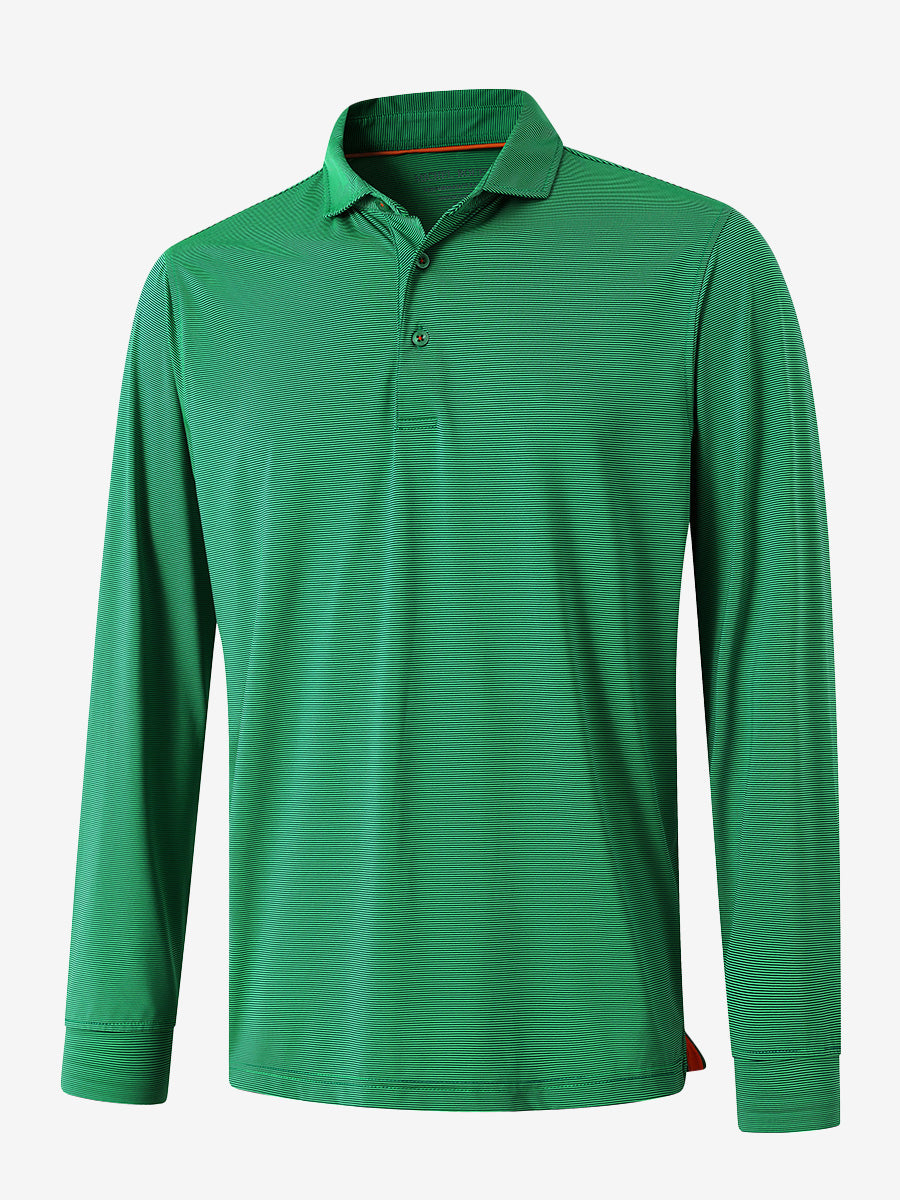 Long Sleeve Pinstripe Jersey Polo