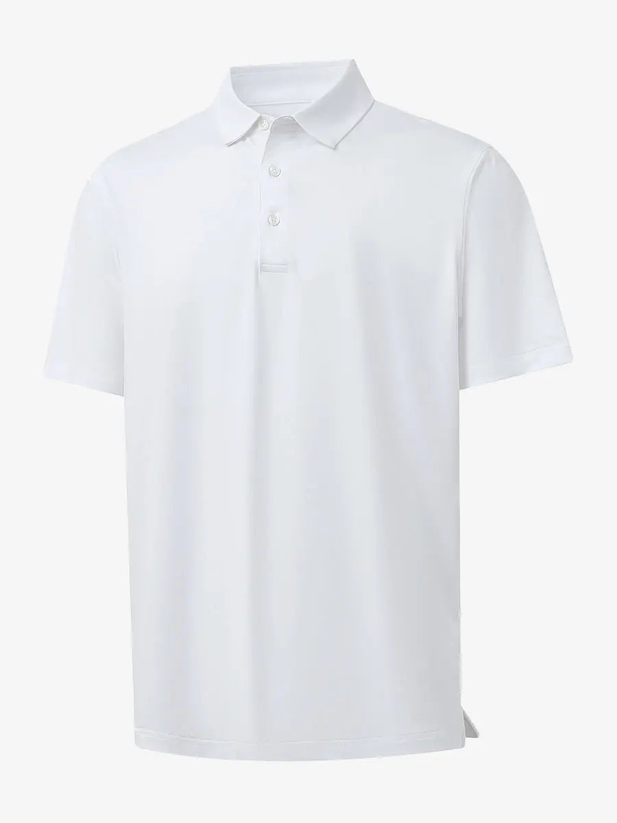 3D view of Everyday Solid Jersey Polo in WHITE, highlighting clean design and comfortable fit.