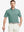 Model wearing Everyday Solid Jersey Polo in BERYL GREEN, front view holding golf club confidently.