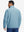 Back view of winter thermal outdoor water resistant fleece jacket showing smooth fleece texture in misty blue