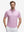 Front waist-up shot of model wearing pink white tee performance quick dry print golf polos