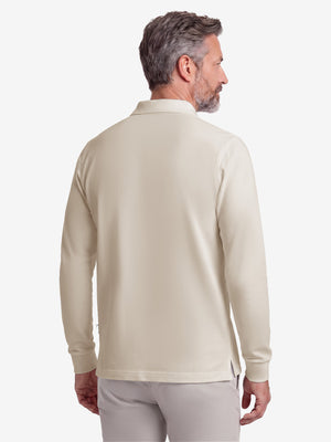 Solid Cotton Blend Collared Long Sleeve Polo