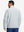 Back view of winter thermal outdoor water resistant fleece jacket showing smooth fleece texture in light gray