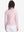 Back upper-body view of women's lightweight fleece-lined puffer jacket on model in light pink.