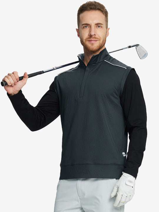 Stretch Solid Fleece Quarter-Zip Vest