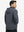 Back upper view of model in full zip fleece hoodied jacket, showing fit and seams in grey.
