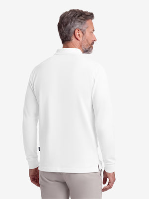 Solid Cotton Blend Collared Long Sleeve Polo