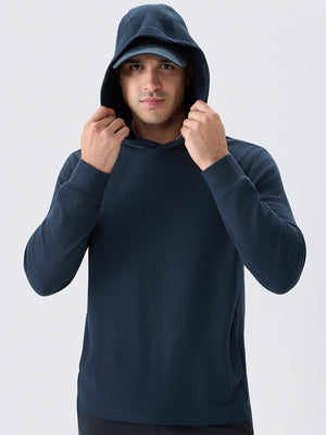 Texture Pullover Hoodie with Pockets