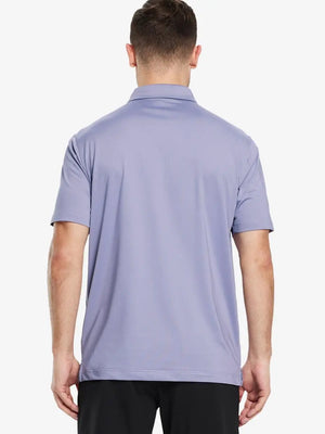 Back half-body view of male model wearing the Lavender Everyday Classic Solid Polo