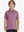 Front half-body shot of youth in pink blue stripe performance cooling polo, highlighting design and fit