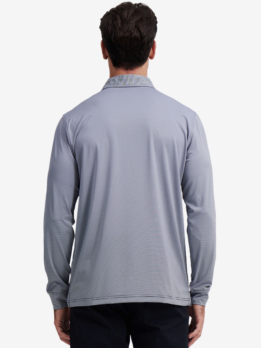 Long Sleeve Pinstripe Jersey Polo