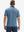 Back half-body of model in blue denim stripe upgraded two-tone striped quick dry polo shirt