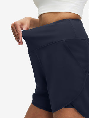 Women's High Waist 2 in 1 Quick Dry Shorts with 7 Pockets
