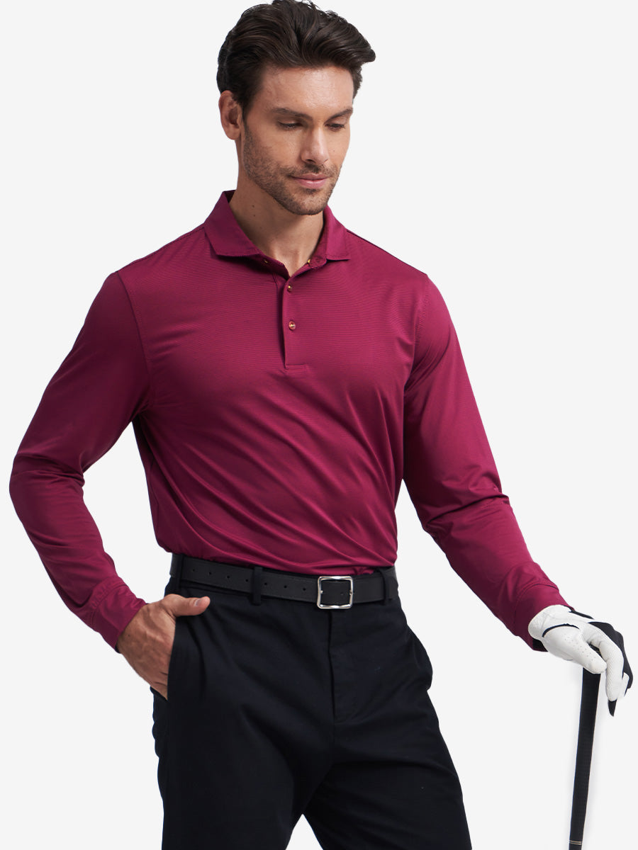 Long Sleeve Pinstripe Jersey Polo