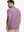 Back half-body view of model in MAUVE FLOWER Popular Heather Print Polo
