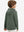 Back upper view of youth long sleeve hoodied with kangaroo pocket in olive green, showing fit and shoulders.