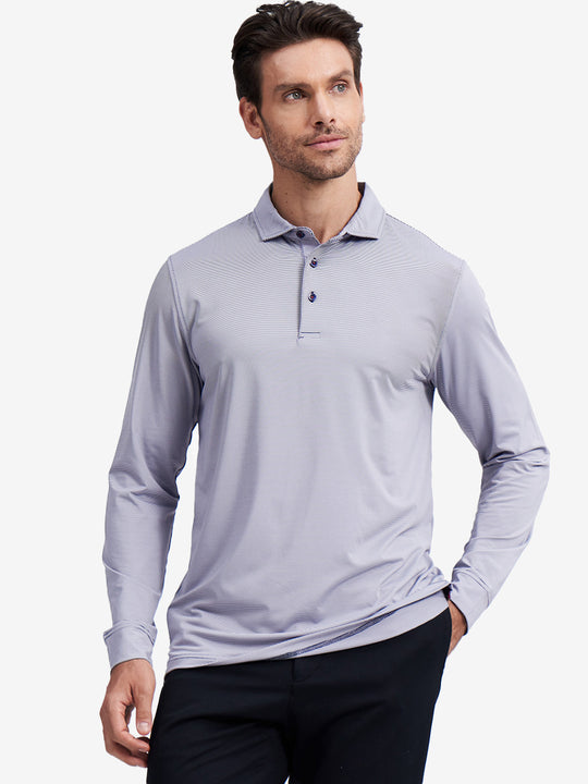 Long Sleeve Pinstripe Jersey Polo
